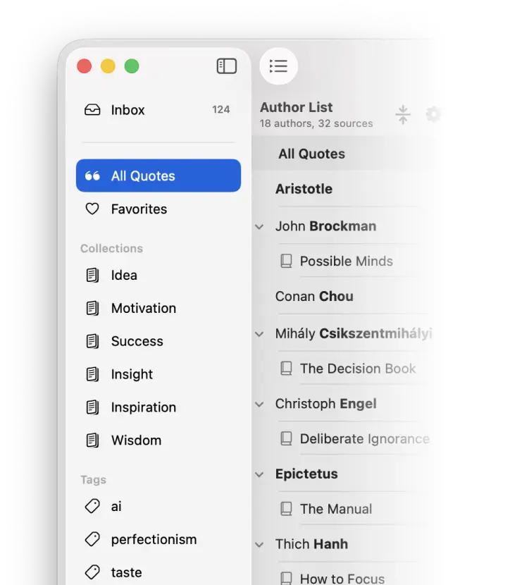 Tags, sources, and collections library organization interface